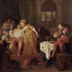 Metsu Gabriel (Dutch Baroque Era Painter, 1629-1667) The Prodigal Son         